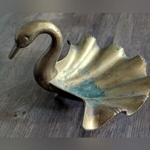 Vintage Brass Swan Dish